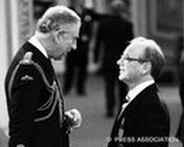 Receiving the MBE from HRH Prince Charles